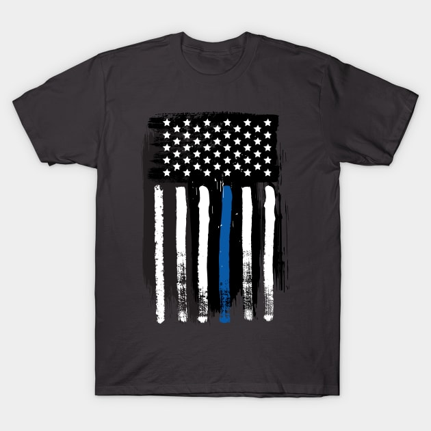 Thin Blue Line - Flag T-Shirt by rjzinger